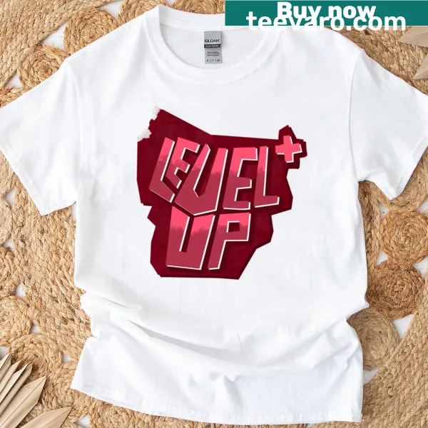 Gaming-themed t-shirt with Level Up text design