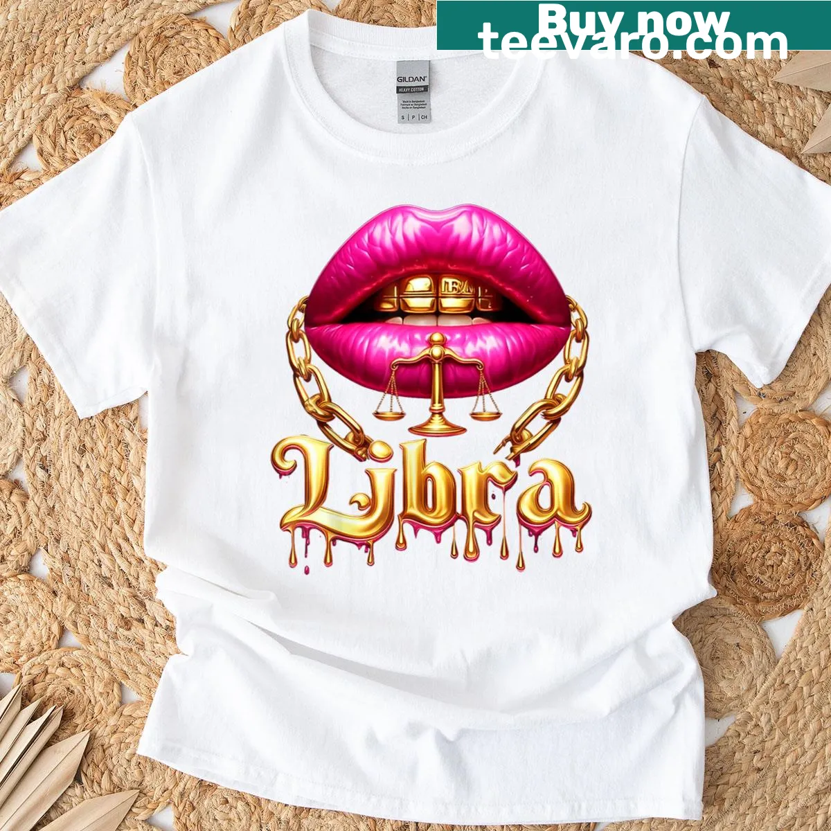 Cartoon design t-shirt for Libra Queens with zodiac sign illustration — on a men's t-shirt