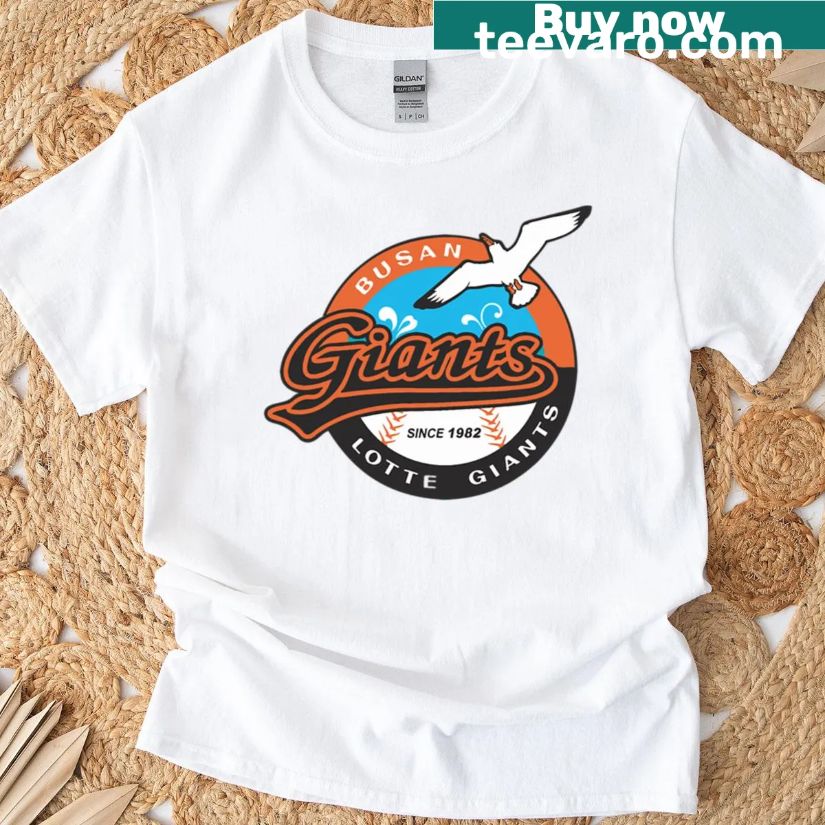 Lotte Giants t-shirt with alternate team logo design — on a men's t-shirt