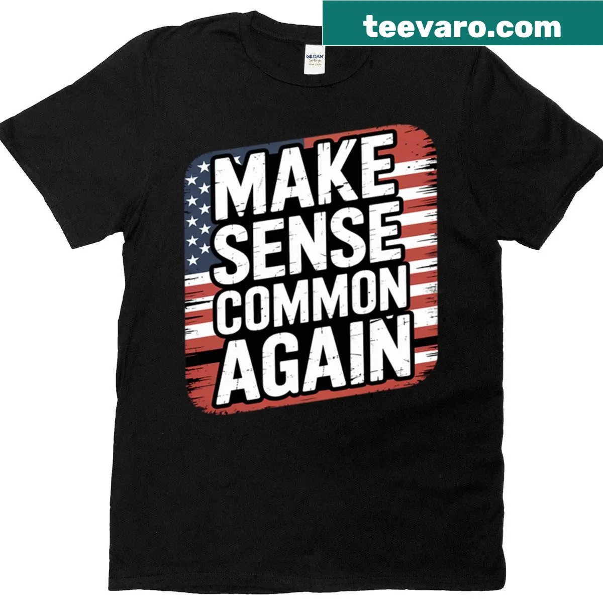 Sarcastic T-shirt promoting clarity and common sense — on a men's t-shirt