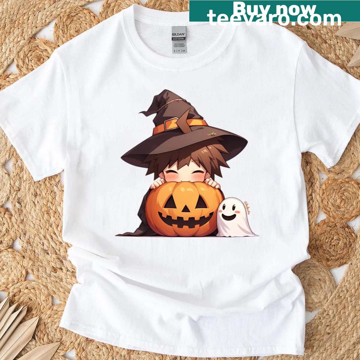 Kawaii chibi Makoto Naegi Halloween T-shirt — on a men's t-shirt