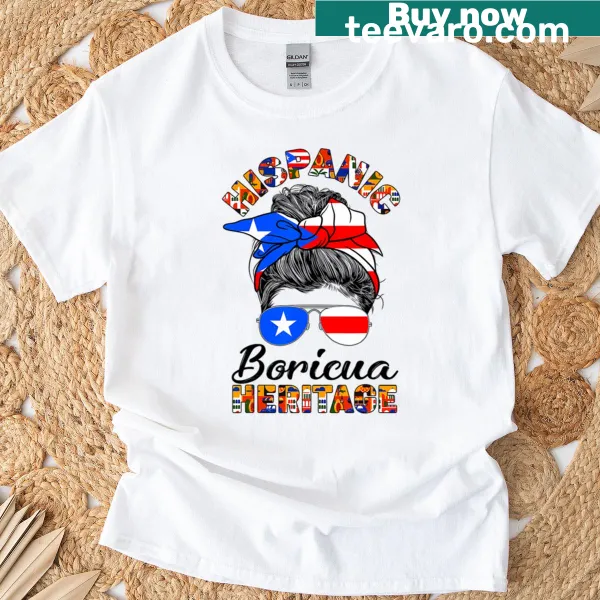 Vintage-style Puerto Rico t-shirt with 'Messy Boricua' graphic