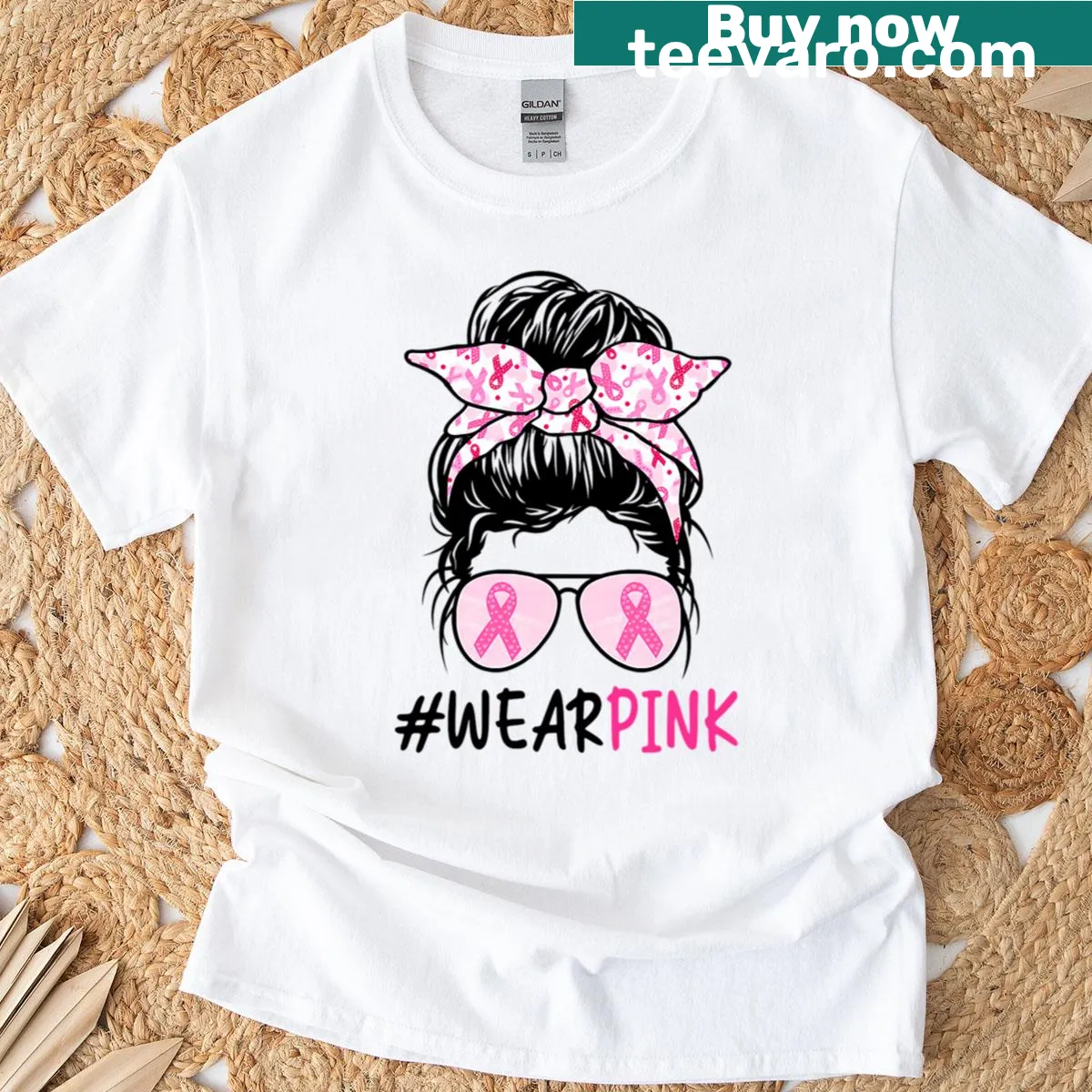 T-shirt with cute illustration promoting breast cancer awareness. — on a men's t-shirt