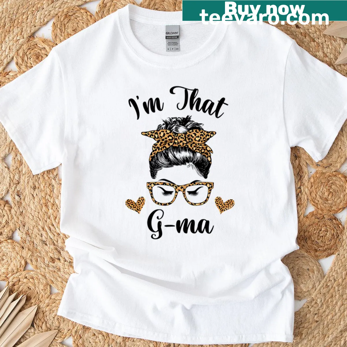 Sarcastic t-shirt for grandmas featuring 'Messy Leopard Decor' text — on a men's t-shirt