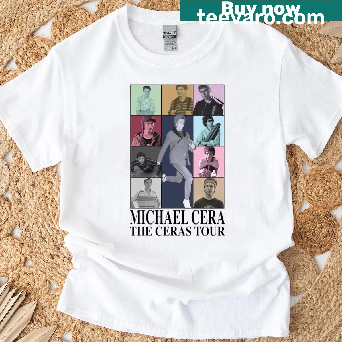 T-shirt featuring a vintage tour poster design for Michael Cera. — on a men's t-shirt