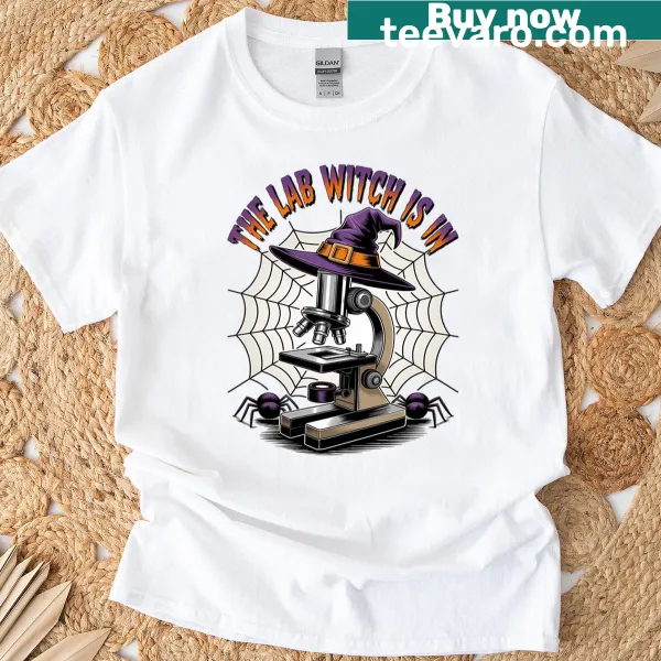 Funny Halloween T-shirt with 'The Lab Witch Is In' text