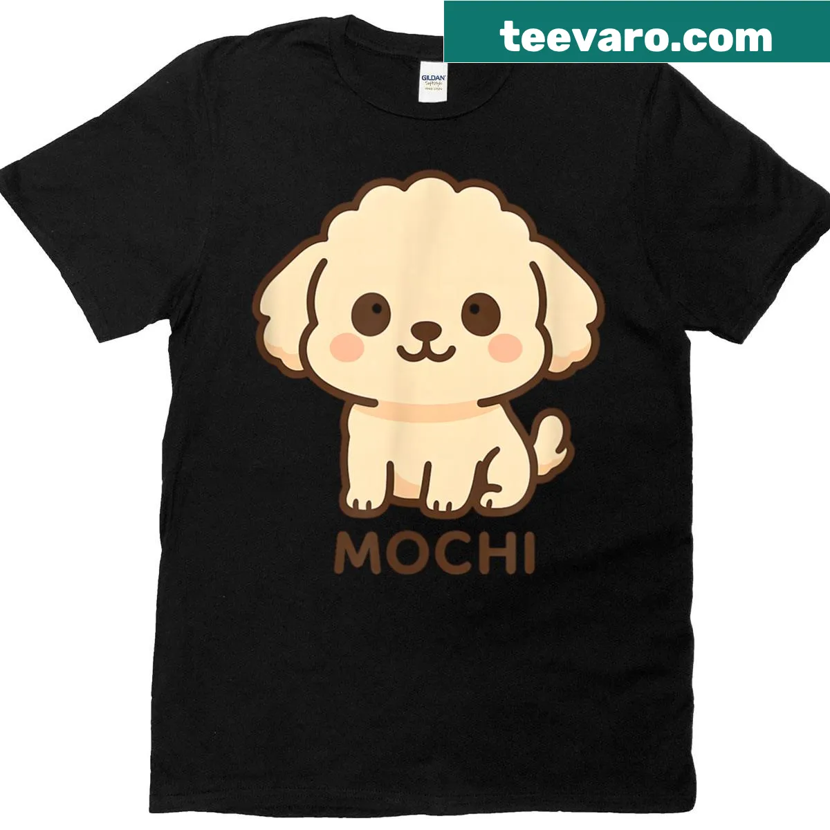 T-shirt featuring a playful Poodle design inspired by Mochi dog toys — on a men's t-shirt