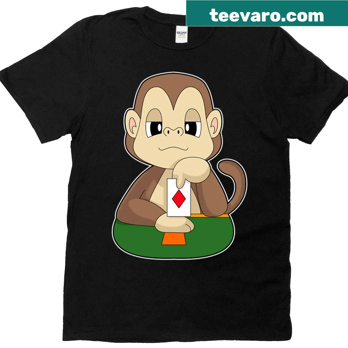 Funny shirt with monkeys and poker cards graphic — on a men's t-shirt