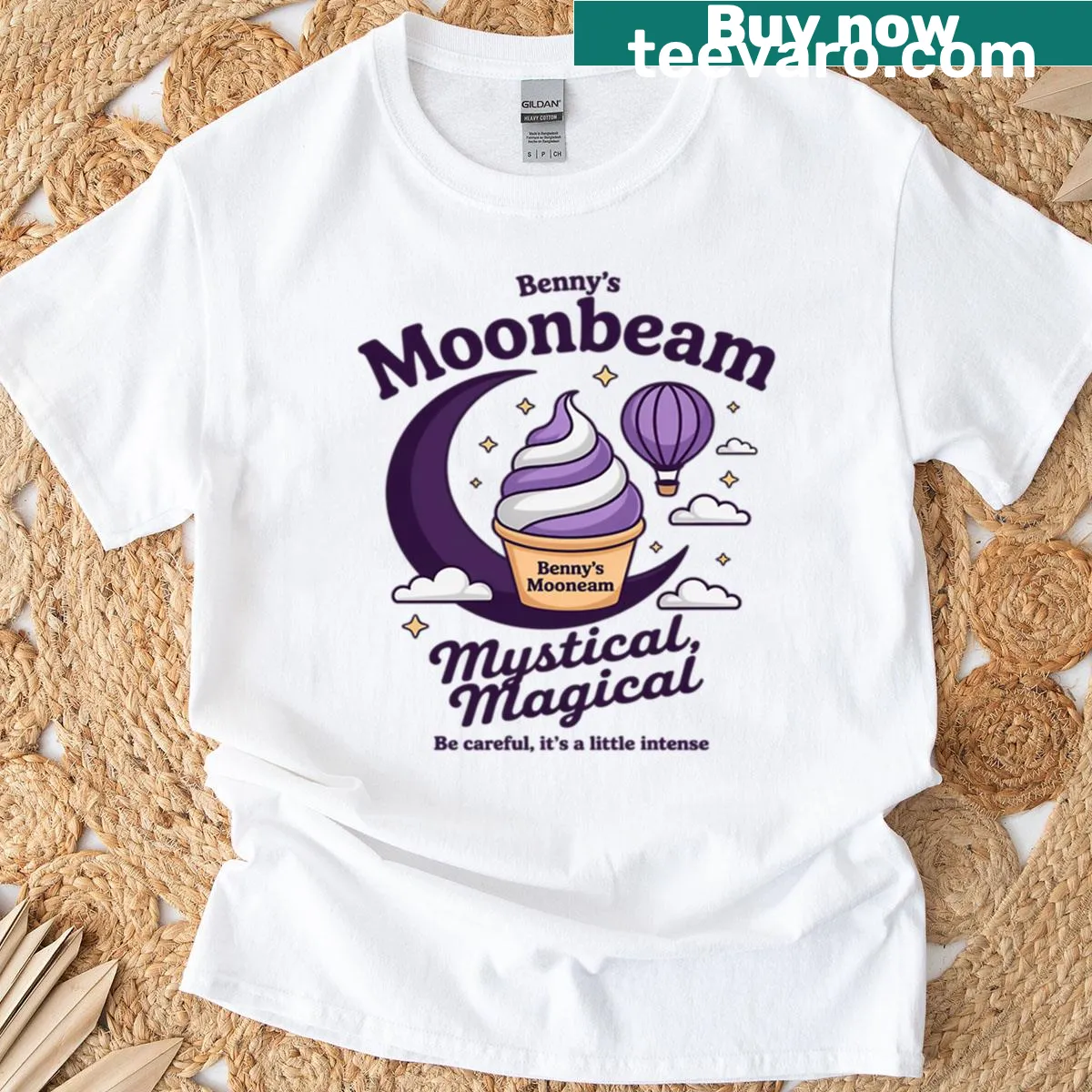 Retro T-shirt featuring an ice cream truck and popsicle design — on a men's t-shirt