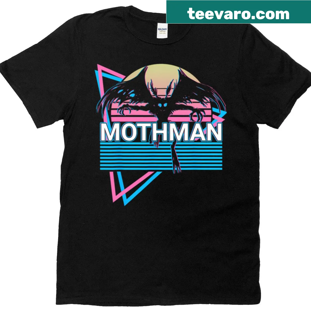 Retro Mothman cryptid T-shirt for folklore fans — on a men's t-shirt