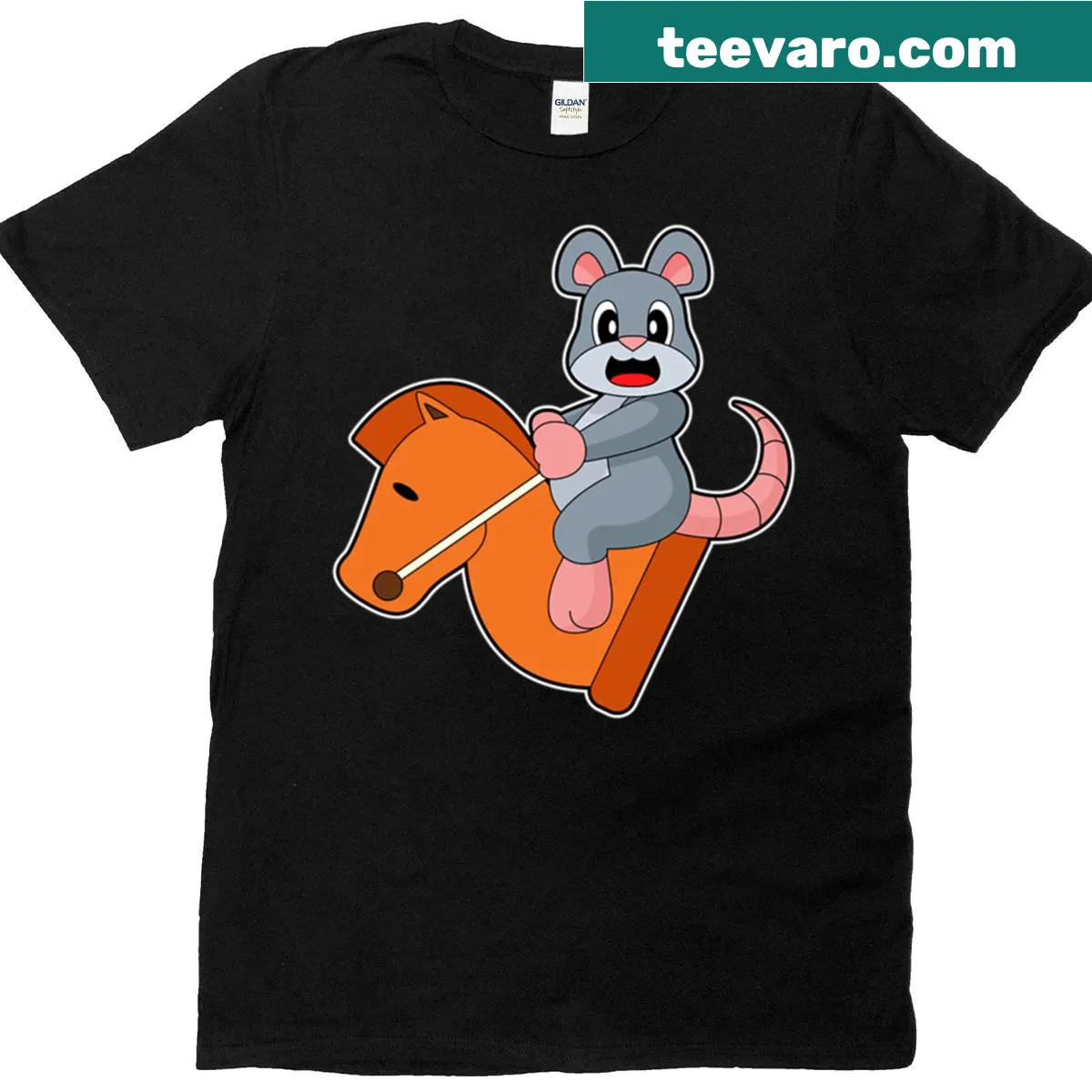 Illustration of a mouse as a knight chess piece on T-shirt — on a men's t-shirt