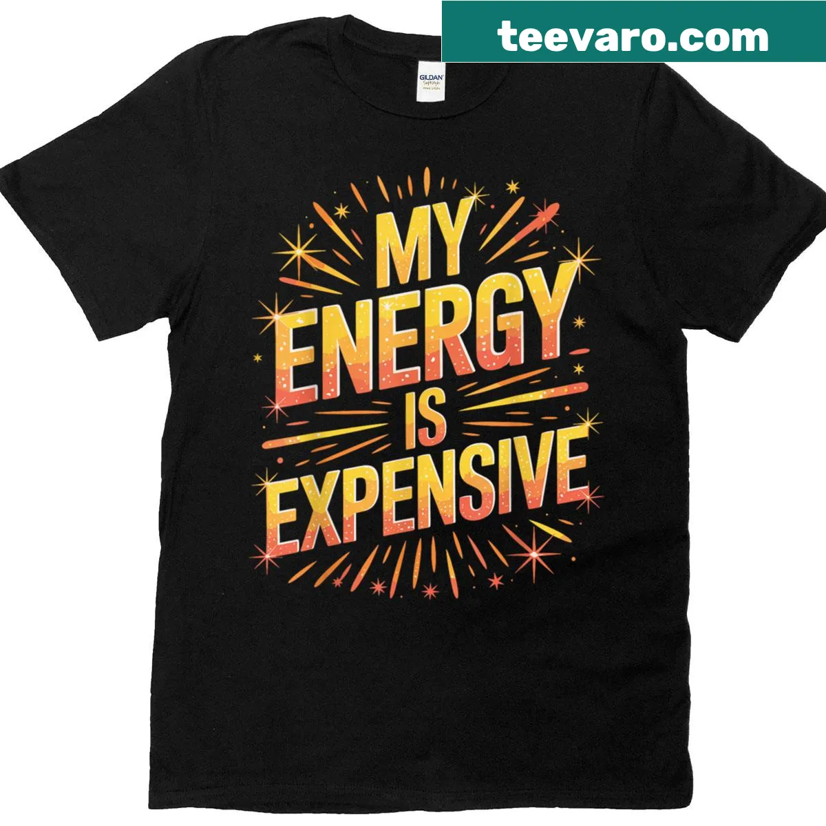 Funny motivational quote shirt about energy value — on a men's t-shirt