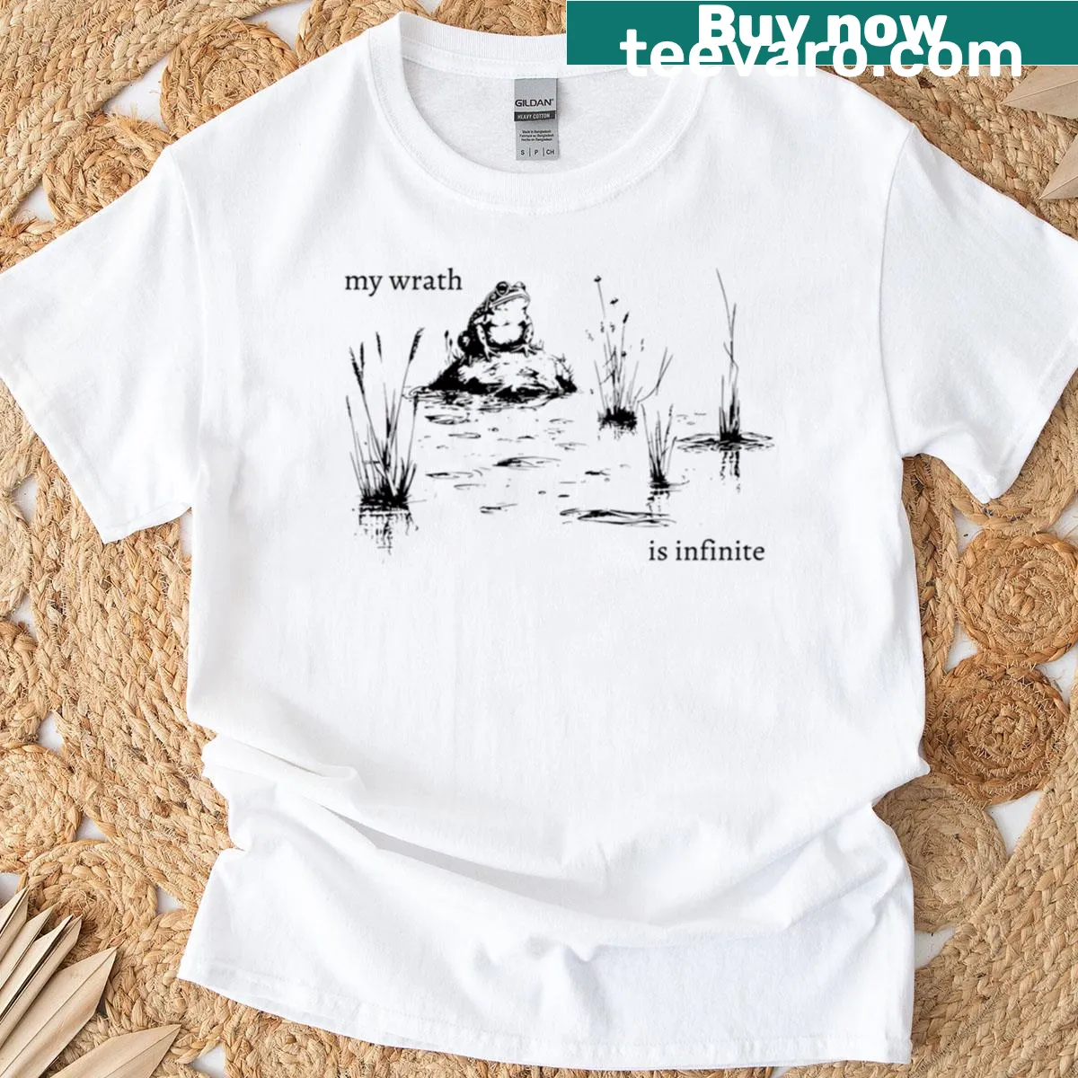 T-shirt with 'My Wrath Is Infinite' text — on a men's t-shirt