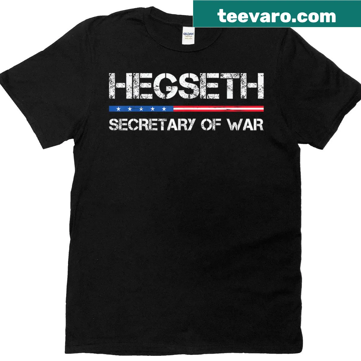 Statement T-shirt honoring Pete Hegseth Secretary of War — on a men's t-shirt