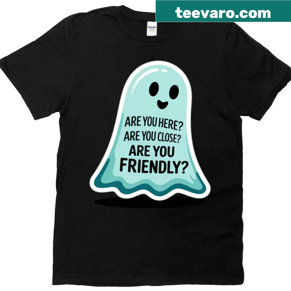 Phasmophobia shirt displaying the phrase 'Are You Here?' in bold text — on a men's t-shirt