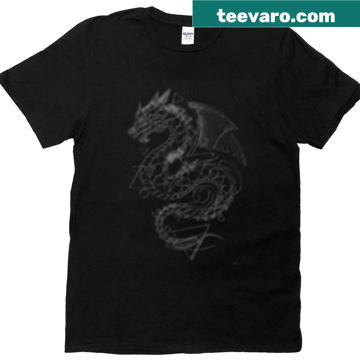 Line-art design of a polygonal European dragon — on a men's t-shirt
