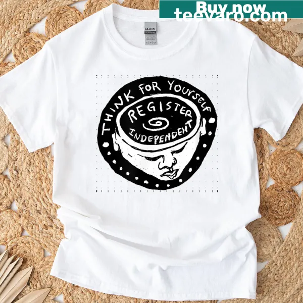 Typography t-shirt with the message Register Independent