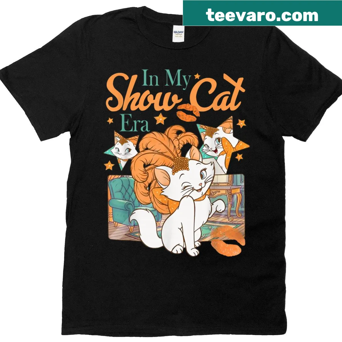 Wholesome cat-loving T-shirt with 'In My Show Cat Era' phrase — on a men's t-shirt
