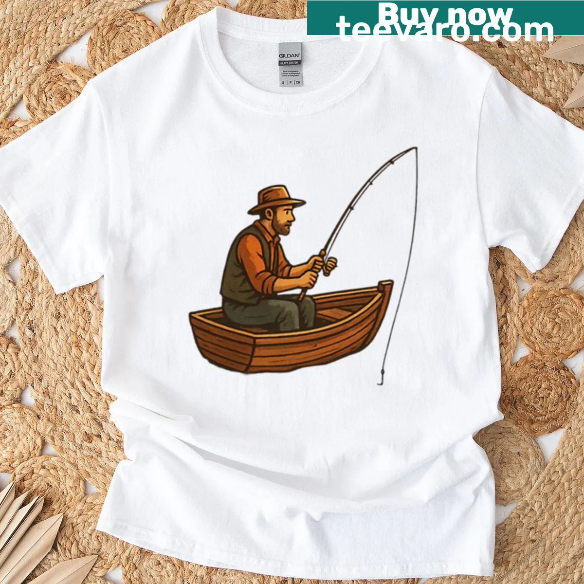 Illustration of serene river landscapes on a T-shirt — on a men's t-shirt