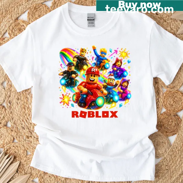 Illustrative graphic T-shirt featuring Roblox gaming elements