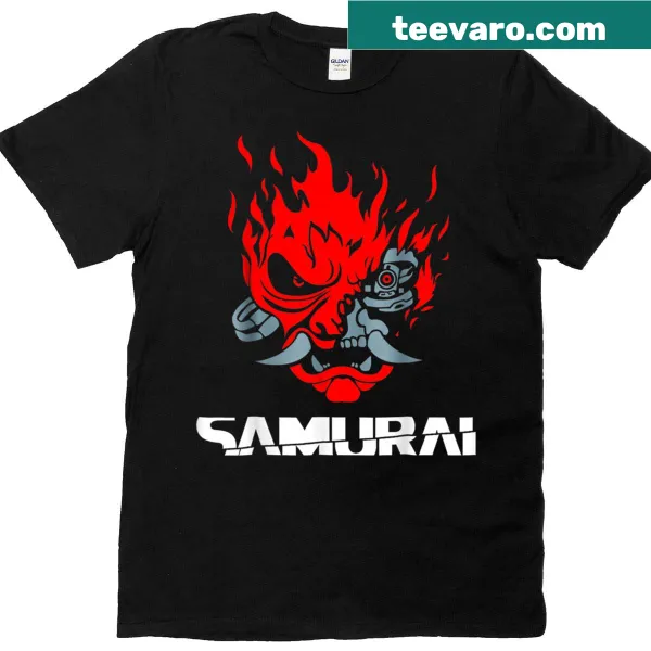 Edgy T-shirt featuring a samurai demon mask design.