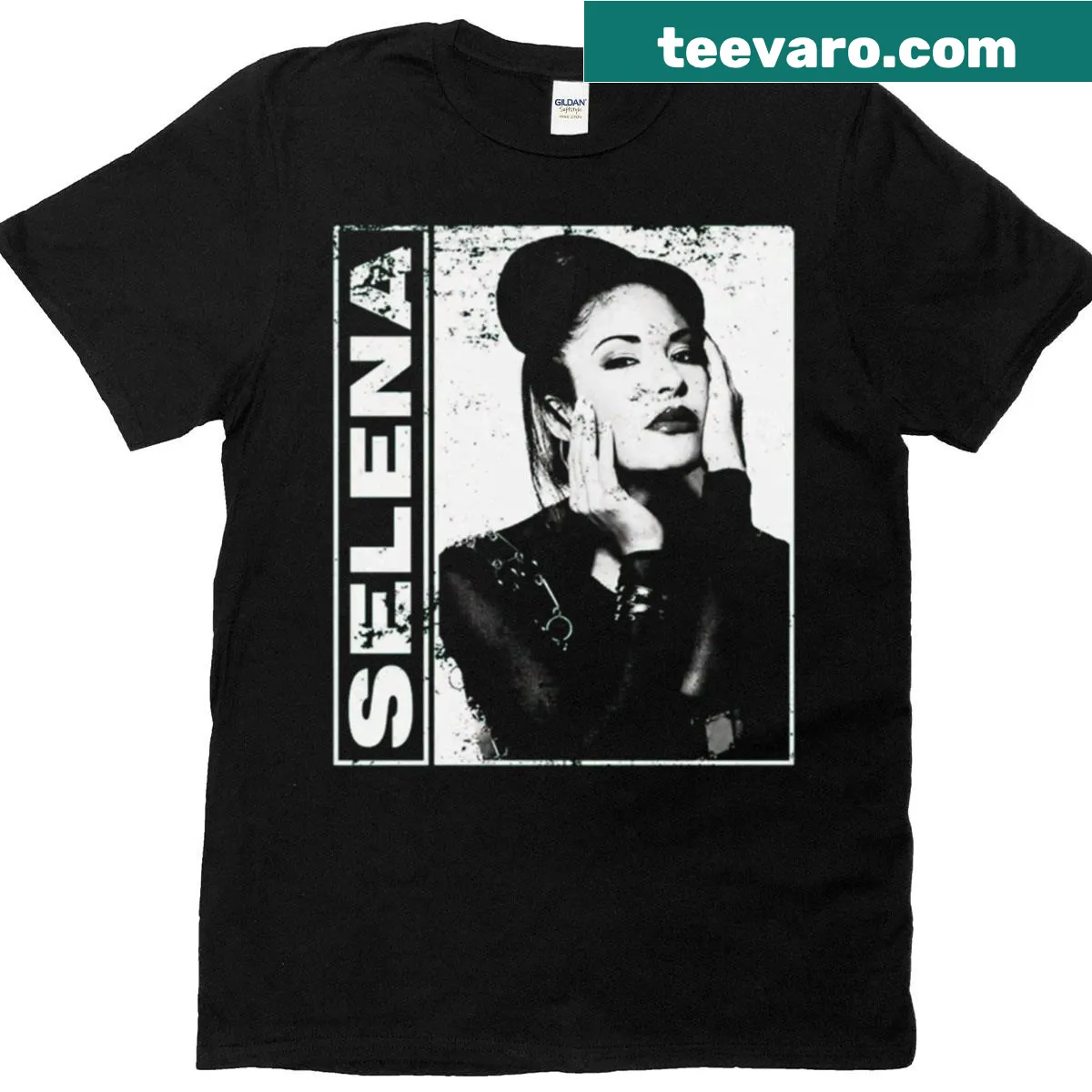 Vintage distressed T-shirt featuring a nostalgic print of Selena. — on a men's t-shirt