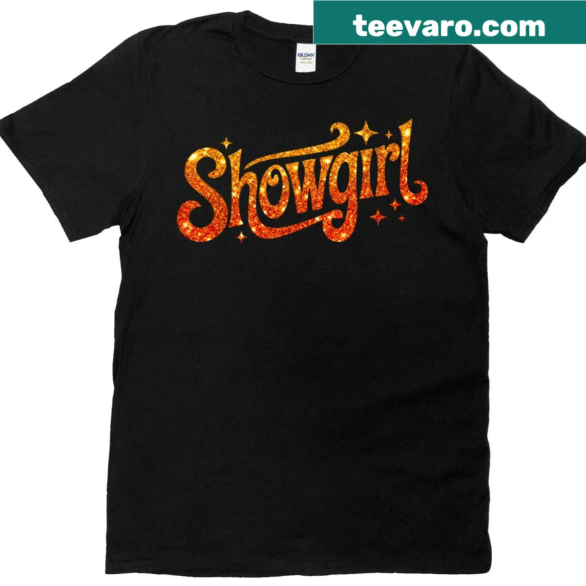 Vintage T-shirt celebrating the showgirl era with bling design. — on a men's t-shirt