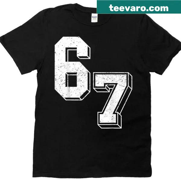 Bold typography T-shirt featuring the phrase 'Six Seven'