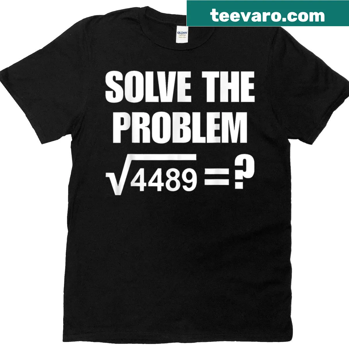 Witty typography t-shirt with math phrase about square roots — on a men's t-shirt