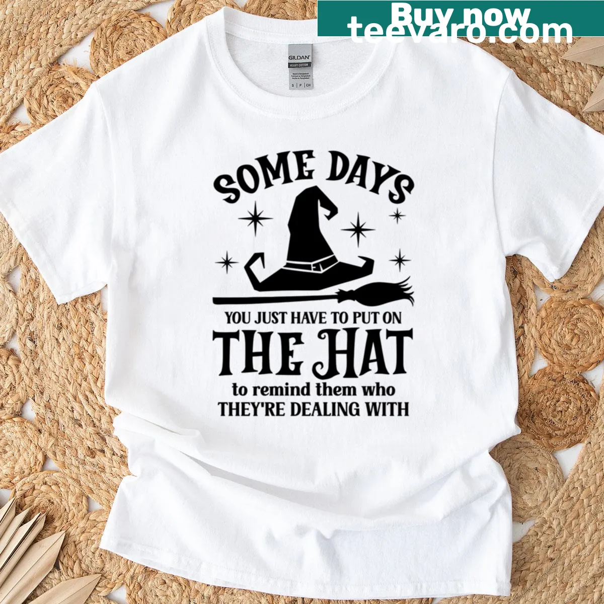 T-shirt featuring a humorous saying about wearing a hat — on a men's t-shirt
