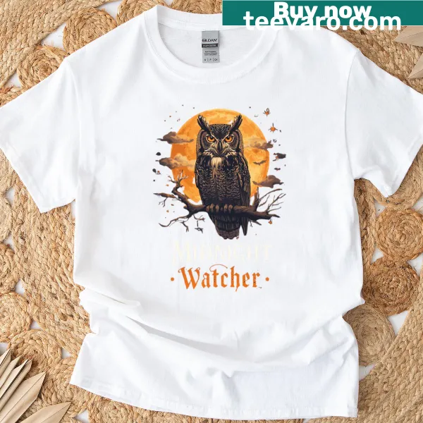 Gothic owl design against a full moon for Halloween on a T-shirt.