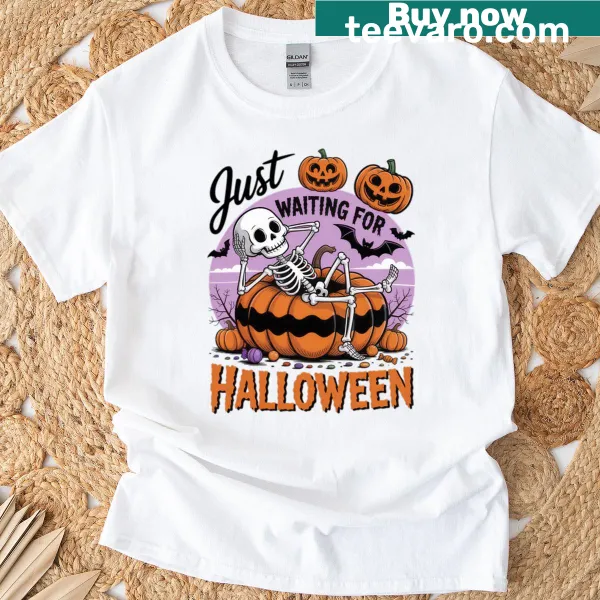 Cheerful skeleton T-shirt celebrating Summerween with playful design