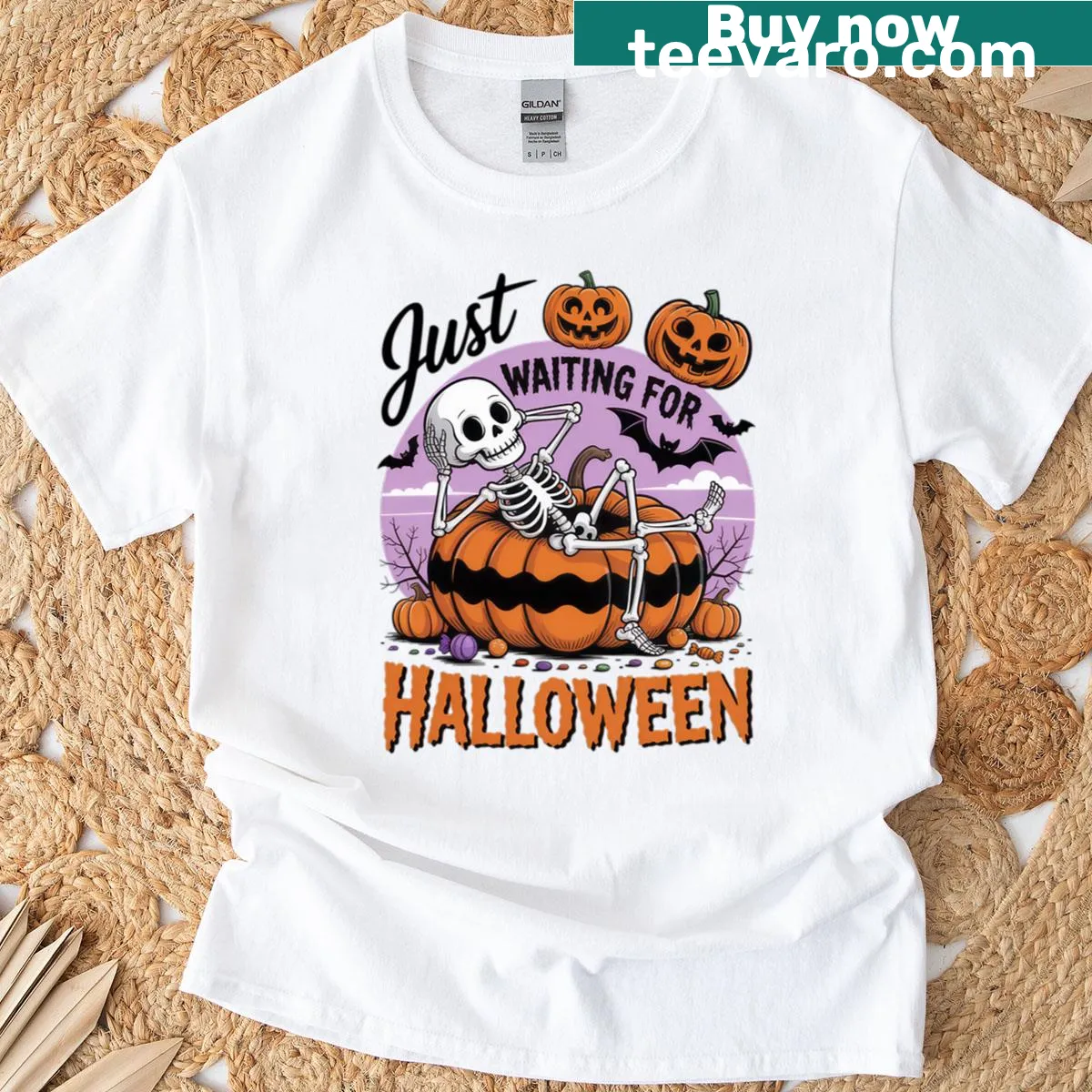 Cheerful skeleton T-shirt celebrating Summerween with playful design — on a men's t-shirt