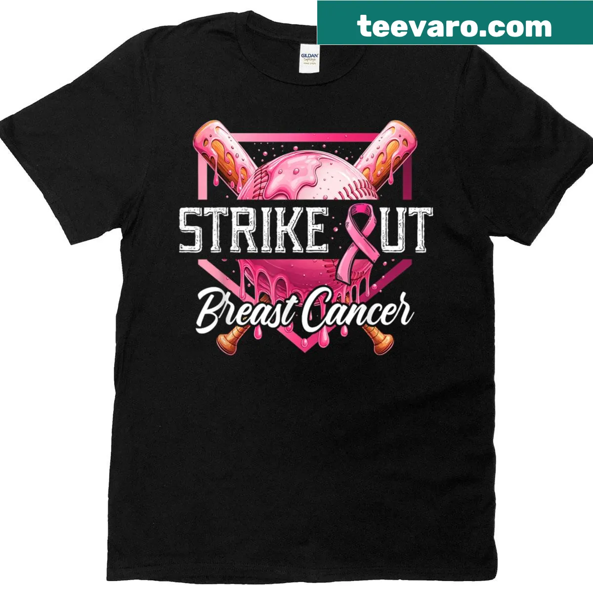 Baseball-themed t-shirt promoting breast cancer awareness with bold text — on a men's t-shirt