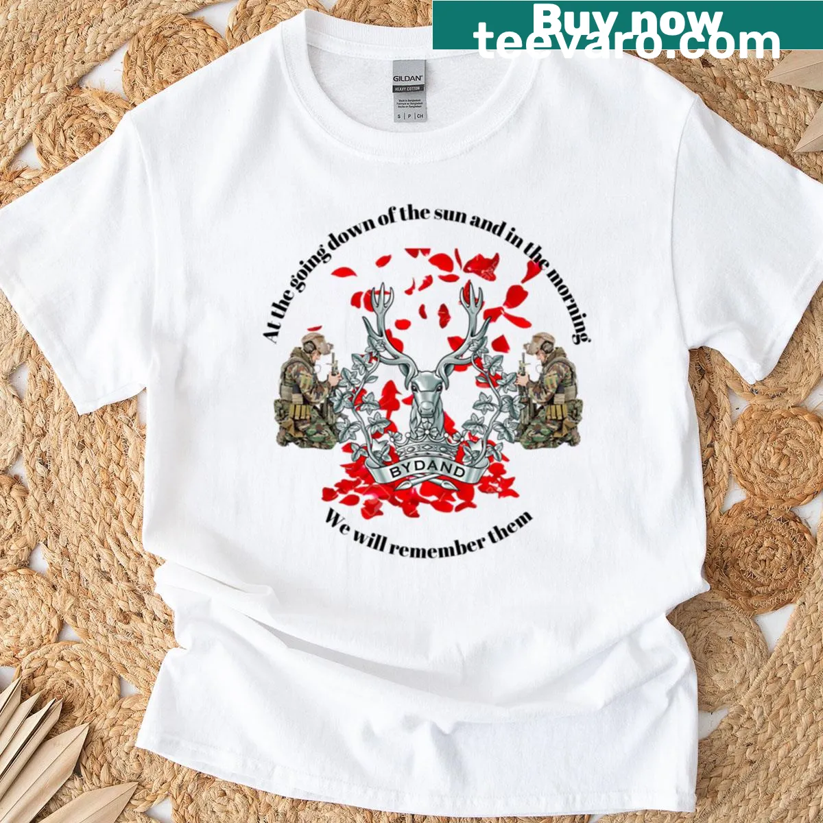 Vintage-style T-shirt honoring the Gordon Highlanders with text — on a men's t-shirt
