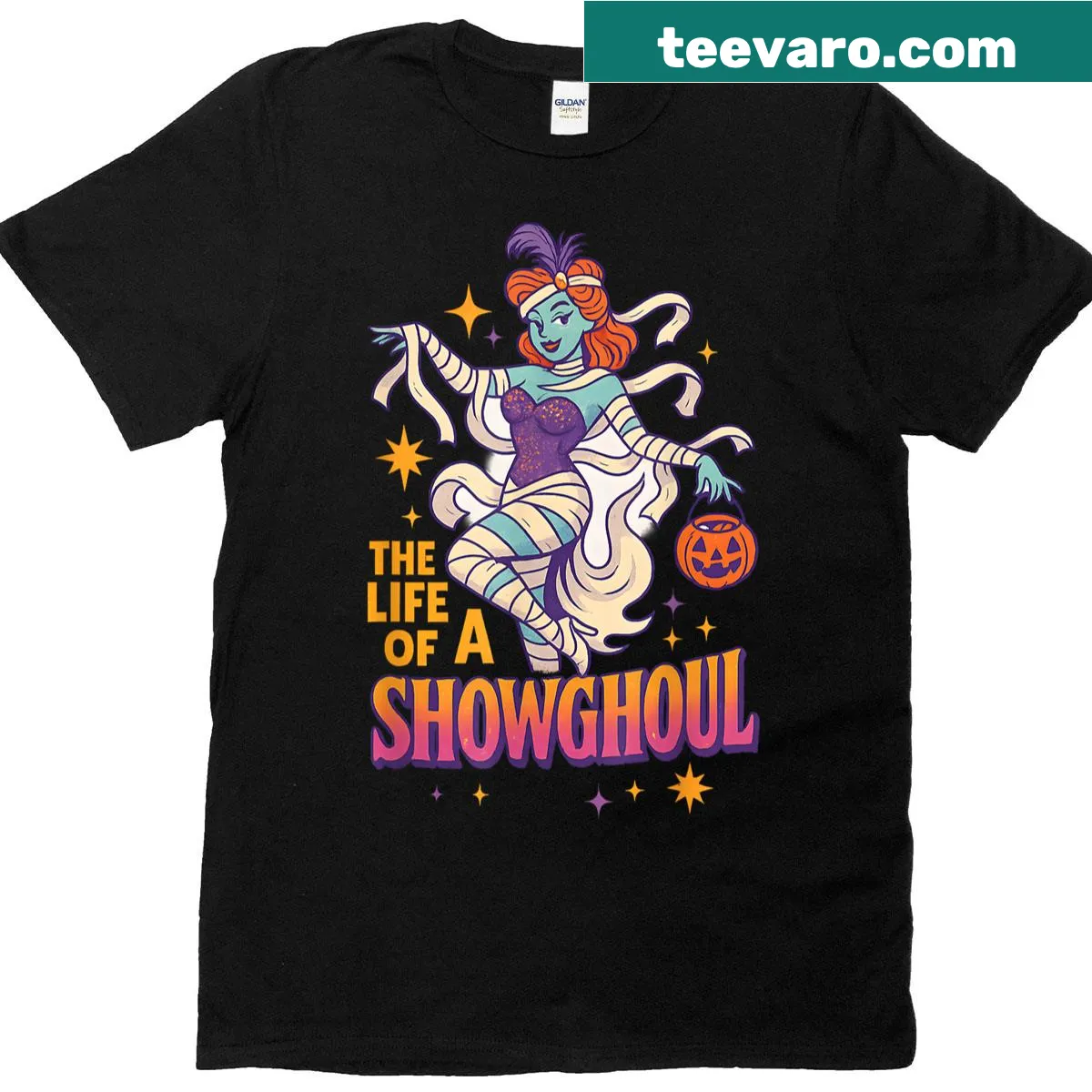 Funny Broadway ghost illustration on a Halloween t-shirt — on a men's t-shirt