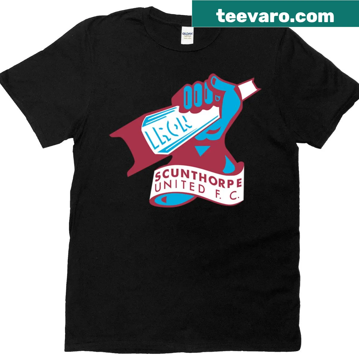 Scunthorpe United sports t-shirt with team name — on a men's t-shirt