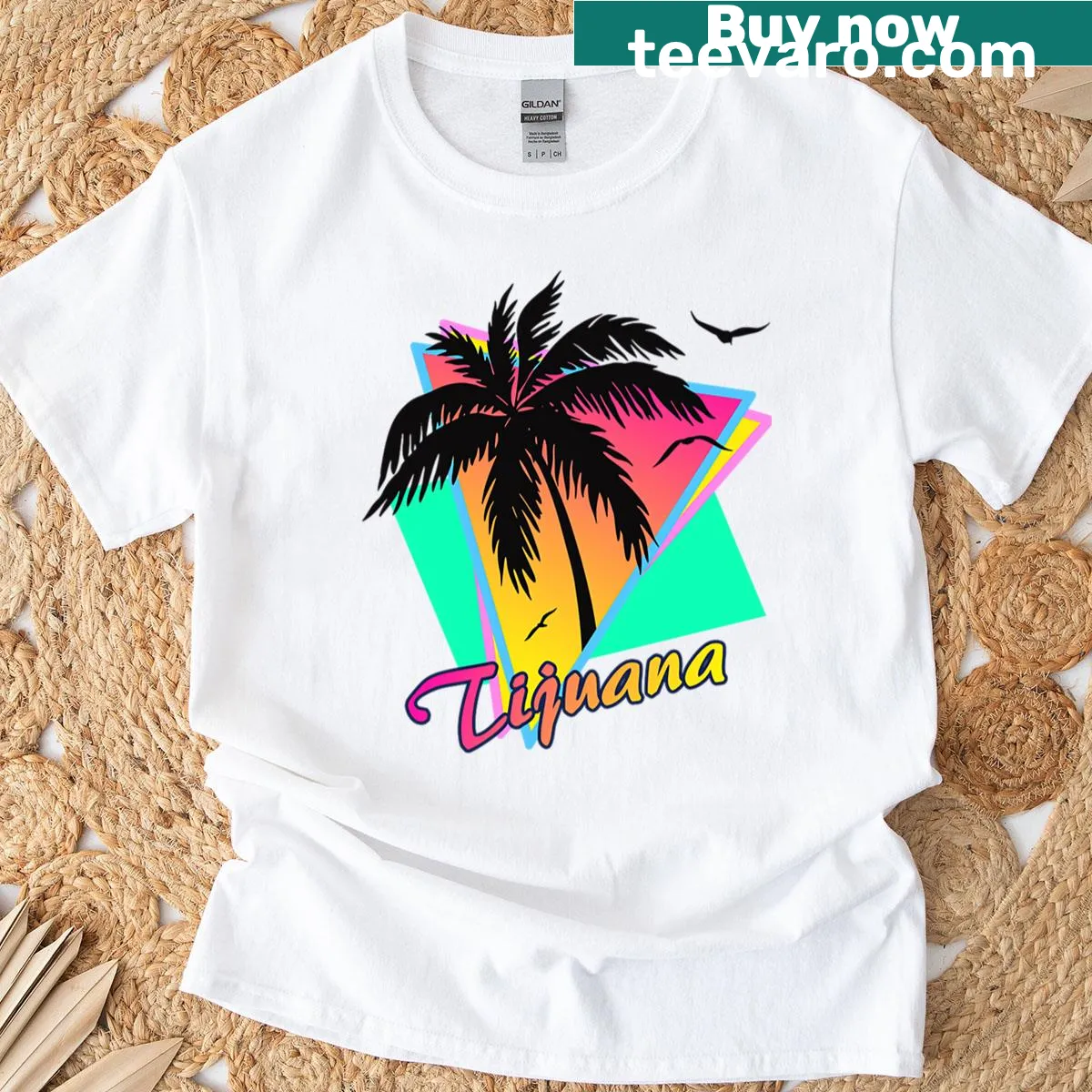 Typographic T-shirt featuring a design inspired by Tijuana — on a men's t-shirt
