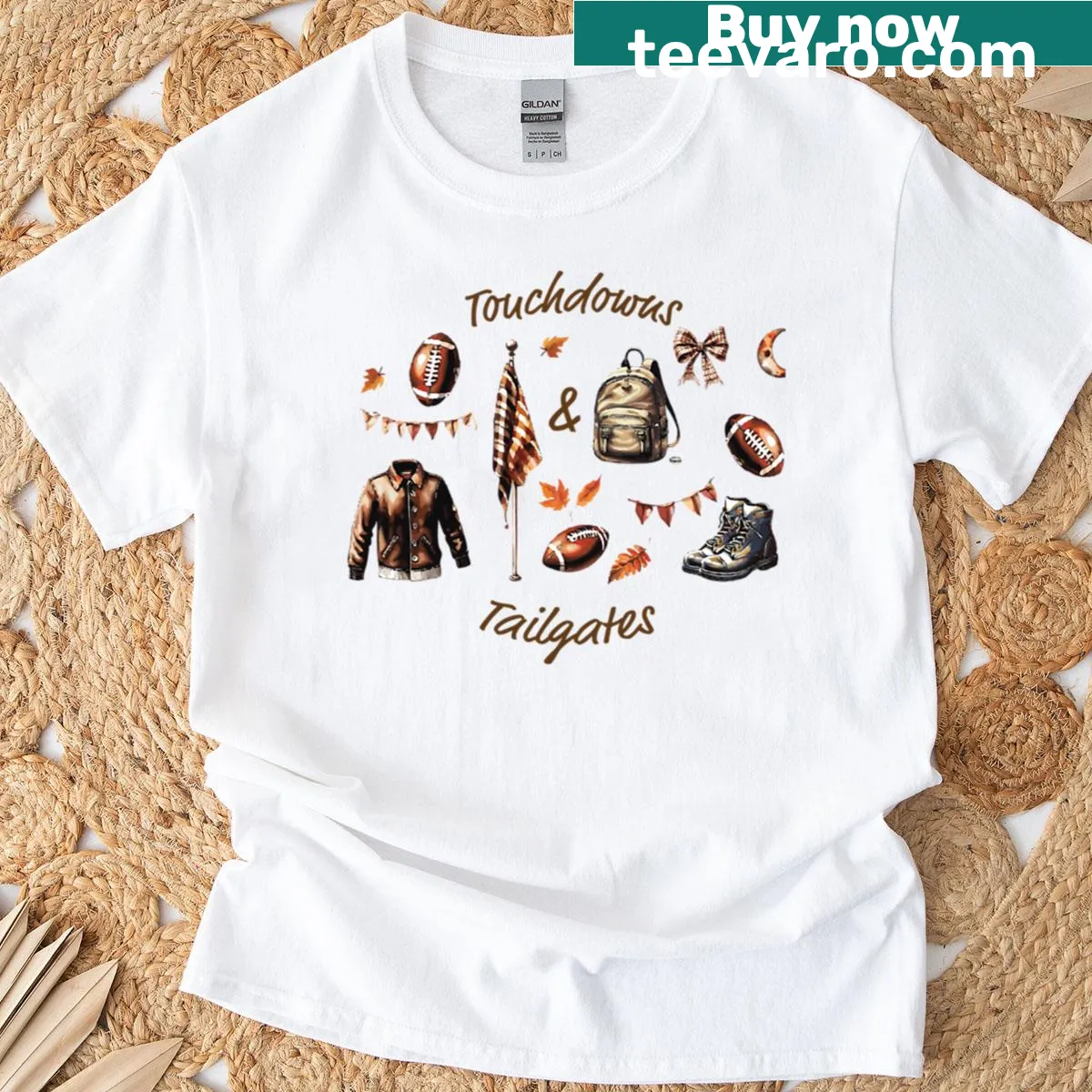 Watercolor football-themed design on T-shirt — on a men's t-shirt