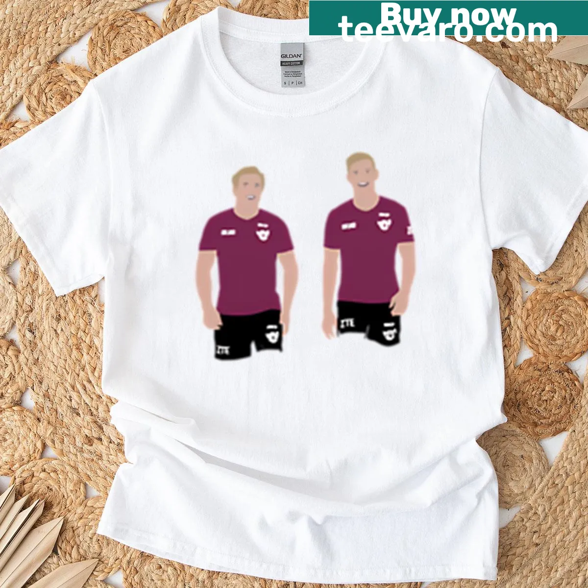 T-shirt featuring Trbojevic brothers supporting Manly Sea Eagles — on a men's t-shirt