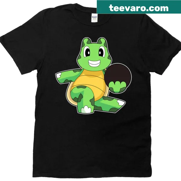 Turtle illustration balancing a bowling ball on a T-shirt