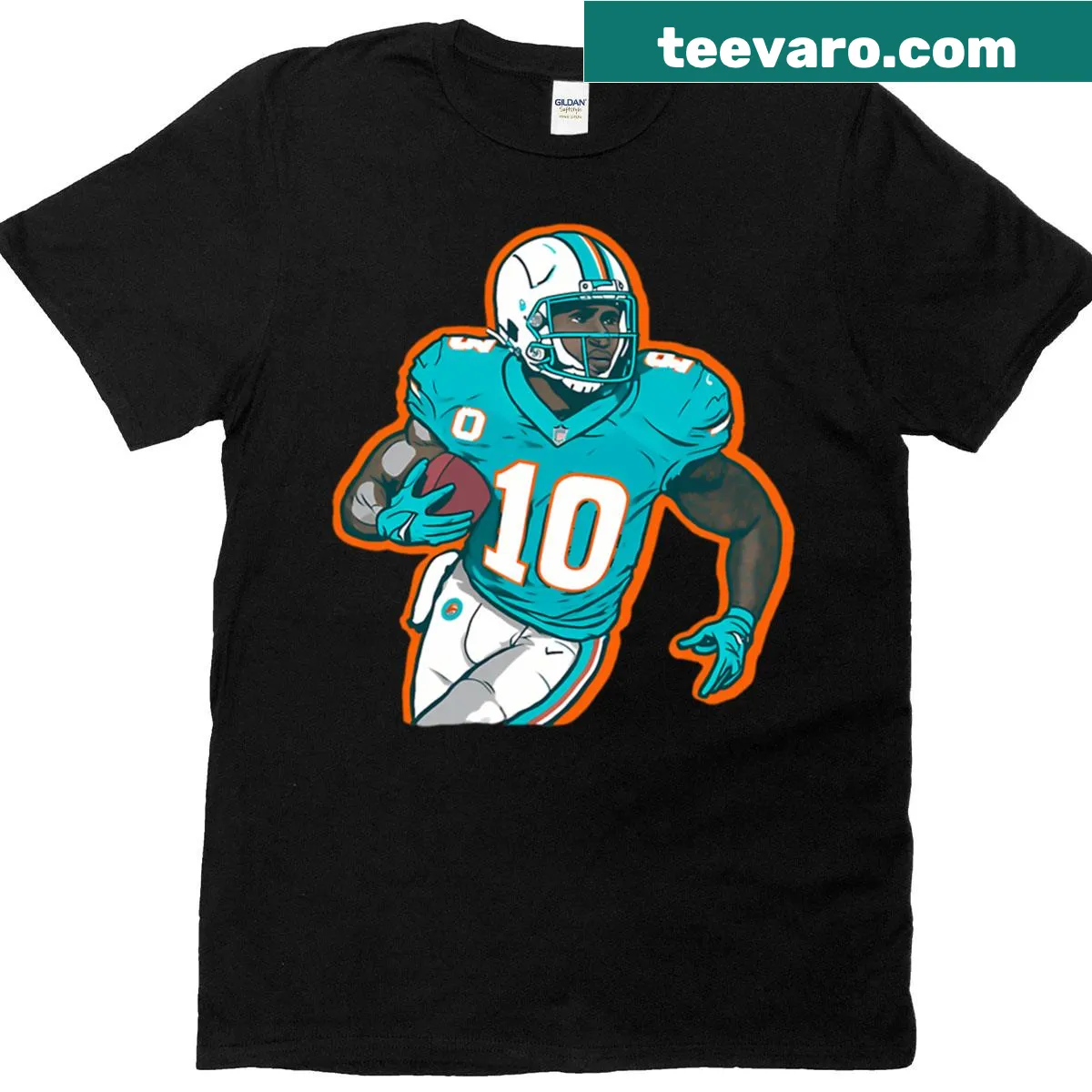 Tyreek Hill Dolphins T-shirt with team logo and name graphic — on a men's t-shirt