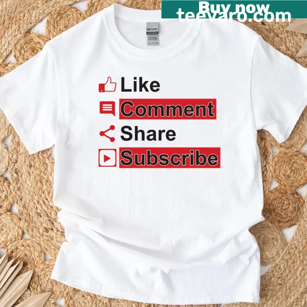 Bold text design for vloggers with the phrases 'Like Comment Share Subscribe'