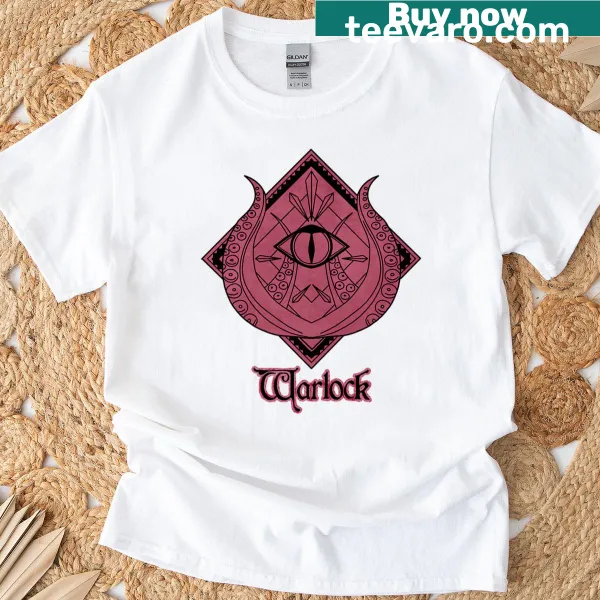 Warlock class emblem graphic T-shirt for fantasy game enthusiasts.