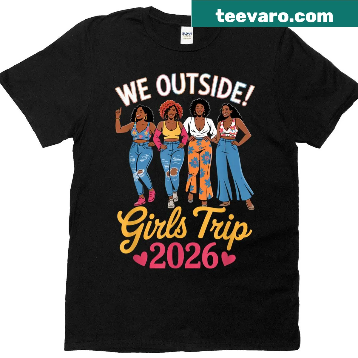 Typographic group vacation t-shirt for girls trip — on a men's t-shirt