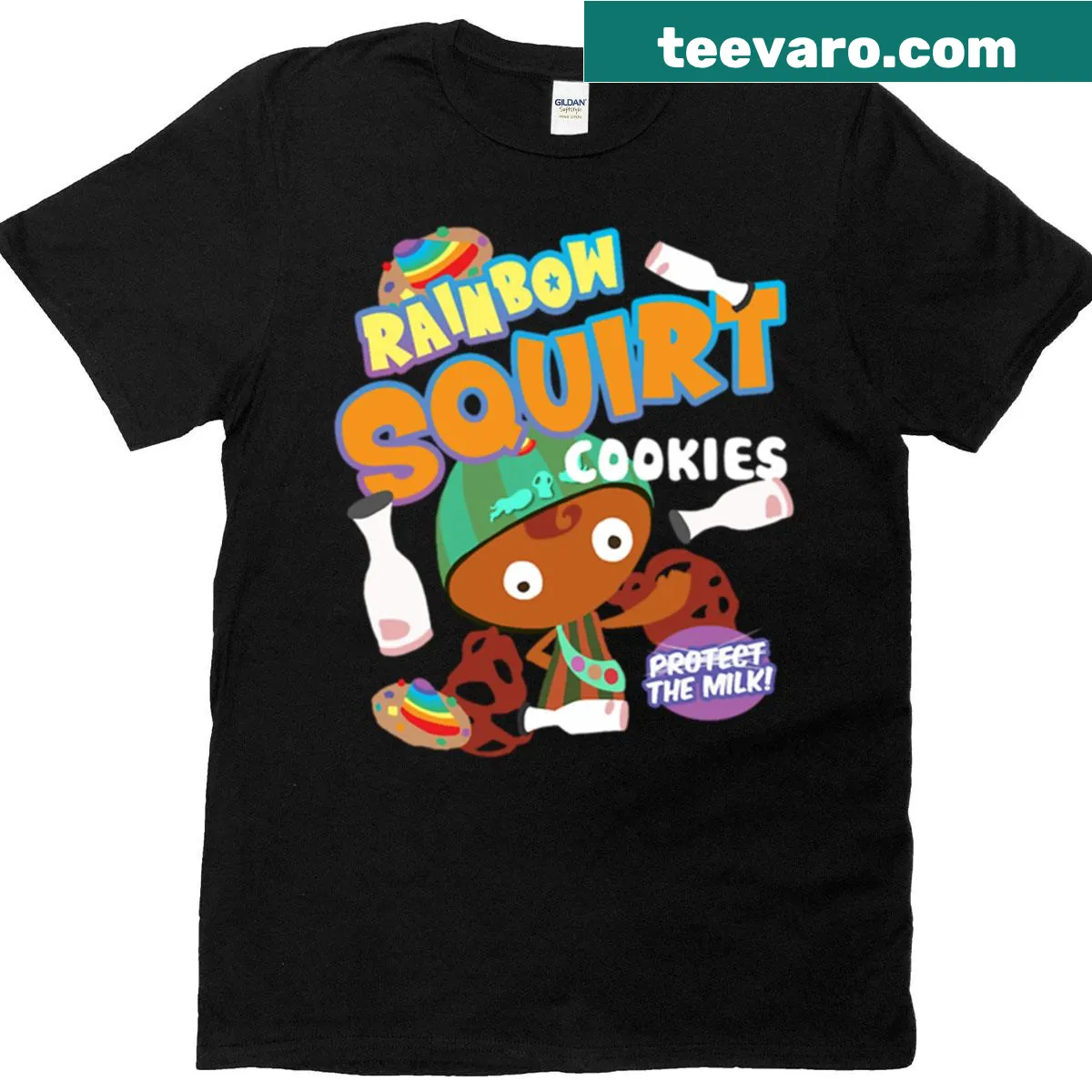 Playful shirt asking 'Will You Buy Some Rainbow Squirt?' in bold text — on a men's t-shirt