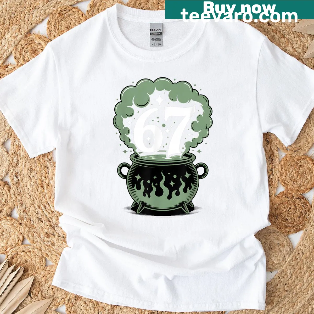 Funny Halloween T-shirt with edgy witch meme typography — on a men's t-shirt