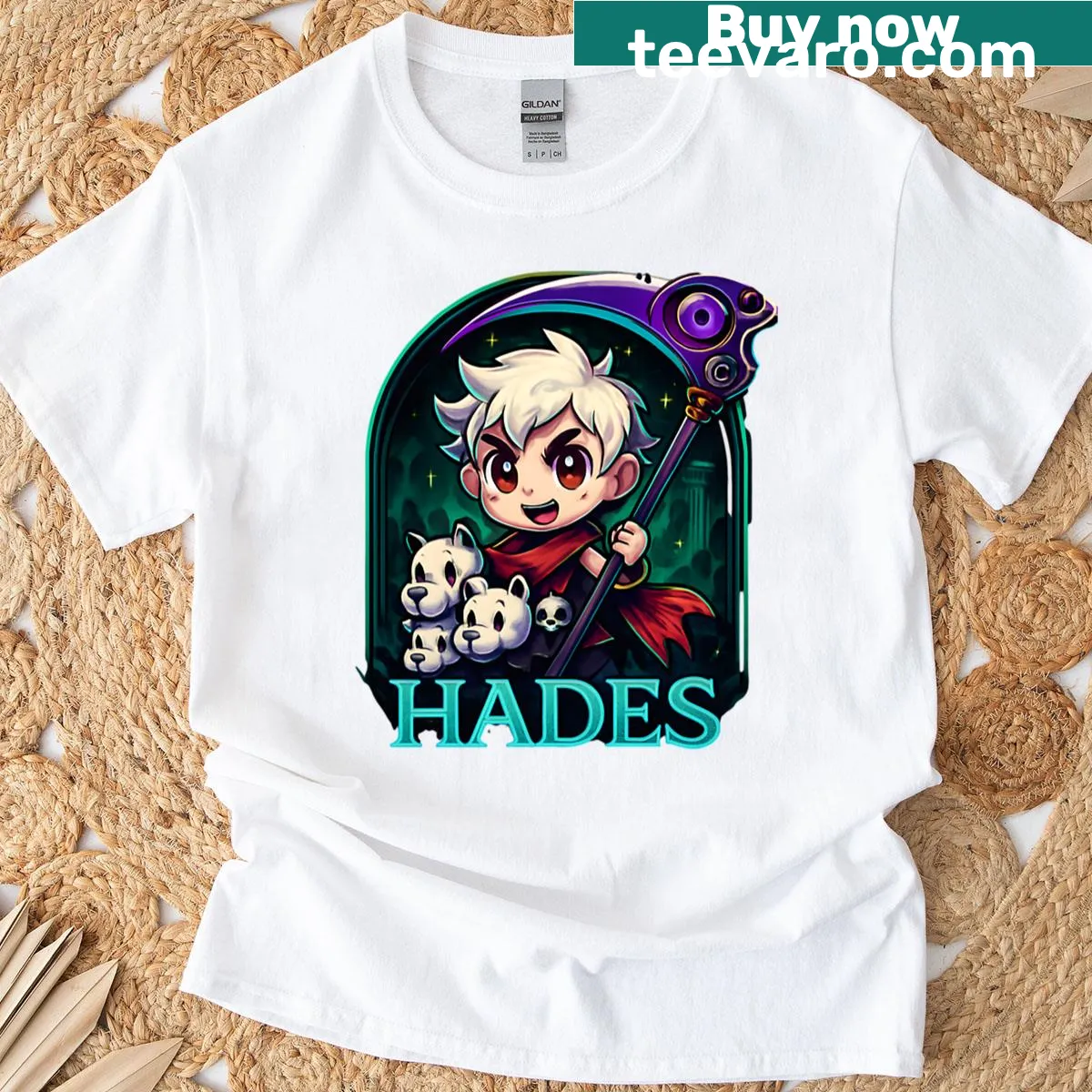 Cute illustration of Zagreus and Cerberus from Hades game — on a men's t-shirt