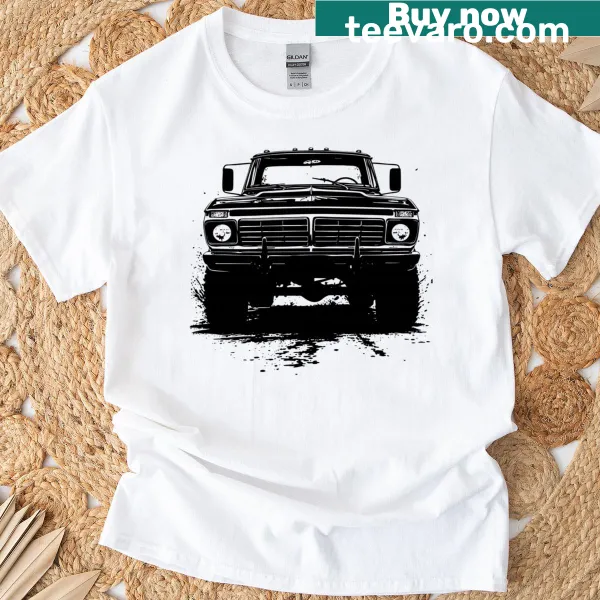 Silhouette T-shirt featuring the front grill of a 1975 Dentside truck
