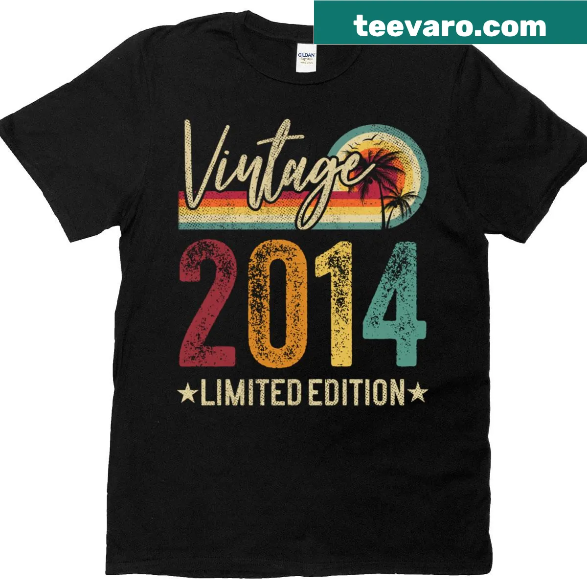 Vintage birthday t-shirt celebrating turning 11 with '2014' — on a men's t-shirt